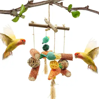 Игрушки для попугаев Натуральные игрушки для кормления птиц Игрушки для птиц с натуральными кукурузными початками Кубики из натурального дерева для африканских серых попугаев Маленьких и