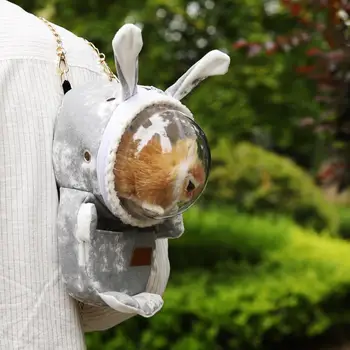 Практичная металлическая цепочка для хомяка, Многоцелевой Регулируемый декор в виде кроличьих ушей, Маленькая дорожная сумка для домашних животных