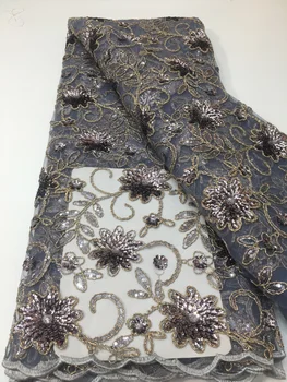 Новая модная французская кружевная ткань 2023, новейшая Африканская Нигерийская вышивка, Сетчатая кружевная ткань с пайетками для свадебного платья LYX2301