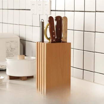 Держатель для ножей из букового дерева, подставка для кухонной утвари в японском минималистичном стиле