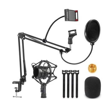 Штанга микрофона, регулируемая ножничная подвеска, с держателем для мобильного телефона, для Blue Yeti, Snowball и других микрофонов