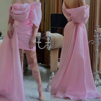 Сексуальное пышное платье-футляр для выпускного вечера в Саудовской Аравии С Открытыми плечами, Драпированные Гофрированные Мини-юбки Charmeuse Cocktail