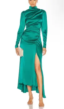 Funyue Драпированные Зеленые Вечерние Платья для Женщин, Элегантные Вечерние Платья, Длинное Вечернее Платье