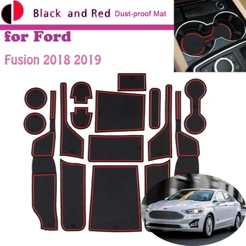 Резиновый коврик для дверного паза для Ford Fusion MONDEO 2018 2019 Подушка для ворот, слот для хранения подстаканника, Пыленепроницаемый автомобильный стикер-накладка