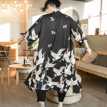 Высококачественная мужская юката Хаори, японское Длинное кимоно, кардиган, костюм самурая, одежда для сна, куртка, халат, Кимоно, Юката Хаори