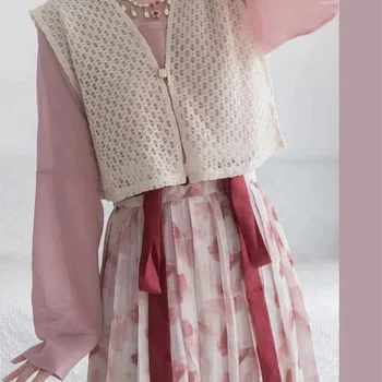 Оригинальное платье Hanfu; Женский элемент Tang Han; Улучшенный комплект из цельной плиссированной юбки в стиле Tang; весенне-летний костюм Hanfu