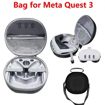 Дорожный Чехол для Переноски Контроллеров Гарнитуры Meta Quest 3, Сумка Для Хранения EVA Hard Shell с Сетчатым Мешком для Аксессуаров Meta Quest3 VR