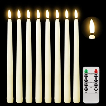 Светодиодные беспламенные мерцающие конические свечи 3D Фитильные свечи Лампа с дистанционным управлением Чайные гирлянды Свадебный домашний декор на батарейках