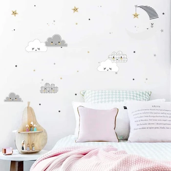 Клейкая Луна, Звездное облако для детской комнаты, декоративные украшения для окон, украшение комнаты, Наклейка на стену, домашний декор, Наклейка на стену