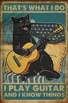 SKDLRZ Black Cat - Это То, чем я Занимаюсь, Я Играю на гитаре и разбираюсь в Металлических Жестяных вывесках на стенах в стиле Арт-деко для Гостиной, Кафе, Бара, Клуба.