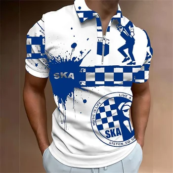 Мужская рубашка поло на молнии с 3D печатью, мотоциклетная одежда, футболка поло для гонок в стиле хип-хоп, летняя мужская модная блузка оверсайз с короткими рукавами