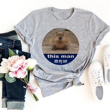 женская летняя футболка capibara capybara, забавные футболки, женская уличная одежда с забавным рисунком