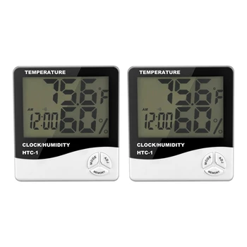 2X цифровой ЖК-комнатный электронный измеритель температуры и влажности, термометр-гигрометр, метеостанция, будильник.
