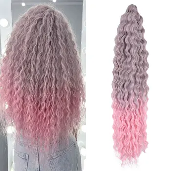 Ariel Curl Hair Water Wave Twist Волосы, связанные крючком, Синтетические волосы для плетения глубоких волн, наращивание волос, омбре, блонд, Розовая 30-дюймовая коса для волос