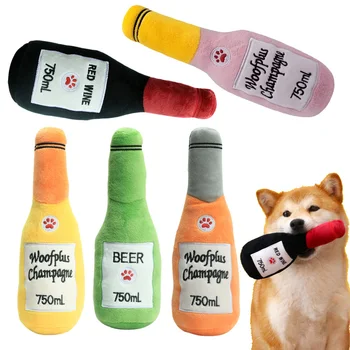 Забавные Плюшевые Игрушки для собак В форме пивных бутылок Маленькие И Большие Собаки Чистят Зубы, Жуют Игрушки, Домашние Животные, Интерактивные Игровые Принадлежности