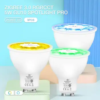 ZigBee 3.0 Smart GU10 Spotlight Pro 5 Вт RGB CCT Светодиодная Лампа С Регулируемой Яркостью Magic Bulb Поддержка Alexa Google App / Voice / RF Через шлюз Zigbee