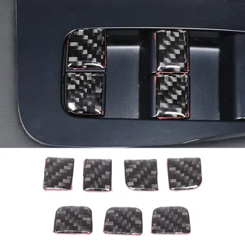 Для Tesla модель 3 2023 + мягкий карбоновый автомобильный стайлинг кнопка подъема стекла автомобиля наклейка аксессуары для защиты салона автомобиля 7 шт.