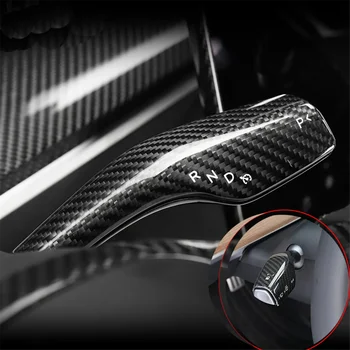 Крышка переключения передач из настоящего углеродного волокна Яркая отделка рычага стеклоочистителя рулевого колеса для Tesla Model-3/Y