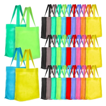 50 Штук нетканых многоразовых сумок, многоцветных подарочных сумок, цветных пустых сумок, объемных тканевых продуктовых сумок, прочных 50 Штук нетканых многоразовых сумок, многоцветных подарочных сумок, цветных пустых сумок, объемных тканевых продуктовых сумок, прочных 0