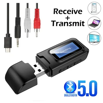 USB Bluetooth 5,0 + EDR + ЖК-Дисплей Аудиоприемник-Передатчик Для Телевизора ПК Без драйвера USB-Ключ 3,5 ММ 3,5 AUX Беспроводной Адаптер