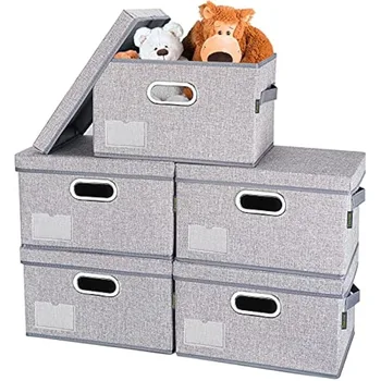 БАЛЕИНОВЫЕ ящики для хранения с крышками, складные ящики для хранения из льняной ткани с крышками, складные контейнеры-органайзеры для шкафов с
