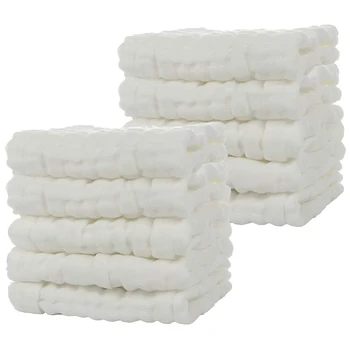 Горячие детские муслиновые банные полотенца, 10 упаковок многоразового использования, мягкое впитывающее хлопковое детское полотенце для лица, для нежной кожи ребенка белого цвета
