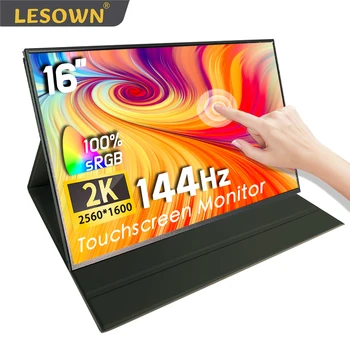 Портативный монитор LESOWN Ultrawide с 16-дюймовым сенсорным экраном USB C разрешением 2.5K UHD с разрешением 2560x1600 ADS Second Screen Extender Display Monitor для ПК