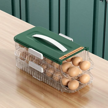 Многослойный ящик для хранения яиц, держатель для яиц для холодильника, органайзер для яиц с автоматическим скручиванием, Штабелируемый держатель для диспенсера, Кухонный органайзер