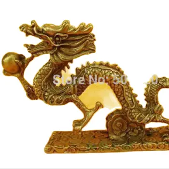 Patung Naga kuningan perunggu Tiongkok, patung patung panjang 13cm