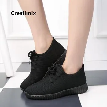 Cresfimix/ женские модные удобные легкие кроссовки; женская дышащая обувь из черной сетки; zapatos mujer; мягкая удобная обувь;