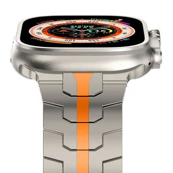 Титановый Оранжевый Ремешок Для Apple Watch Ultra 2 49 мм Серии 9 8 45 мм 42 мм 44 мм Ремешок Из нержавеющей Стали Для iWatch 7 6 5 se 4 Браслет