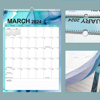 Календарь на катушке на 2024 год Настенный Календарь Канцелярские Принадлежности Ежедневник Канцелярские Принадлежности Еженедельный график Английский Календарь на 18 Месяцев