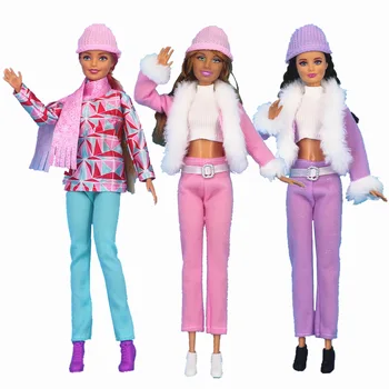 1 комплект зимних лыжных костюмов, модная зимняя спортивная одежда, шапки для куклы Барби, аксессуары для кукол, игрушки 