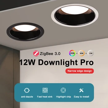 ZigBee3.0 GLEDOPTO 12 Вт RGBCCT Светодиодный Умный Потолочный Светильник Встраиваемый App Voice Alexa Echo Пульт Дистанционного управления ZigBee2mqtt Conbee SmartThing