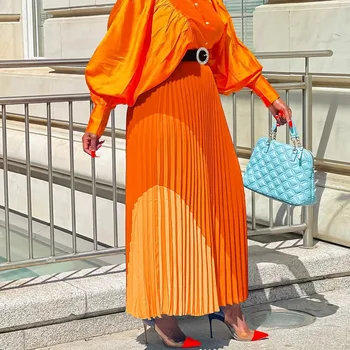 2023 Дашики Африканская Одежда Осенние Элегантные Африканские Женские Юбки Макси из Полиэстера С Высокой Талией, Африканская Одежда для Женщин С Поясом