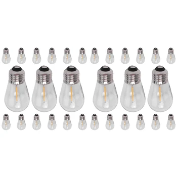 A50I 30 шт 3V LED S14 Сменные лампочки Небьющиеся наружные солнечные гирлянды Теплый белый
