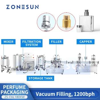 Автоматическая линия по производству ароматов ZONESUN Оборудование для упаковки духов, смешивания, охлаждения, фильтрации, розлива и запечатывания ZS-FAL180XW