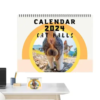 Календарь кошачьих задниц, Семейный планировщик, календарь на 2024 год, Календарь кошачьих задниц, Кошачий настенный календарь, Месячный Прямоугольный Милый кот Для подарков