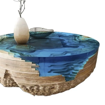 Журнальный столик из смолы abyss с потрясающим дизайном в океанском стиле