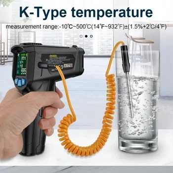 Инфракрасный термометр Mestek Пирометр Цифровой измеритель температуры Измеритель влажности Температурный пистолет 800C Электронный термометр