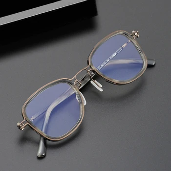 Оптические очки в оправе из ацетата титана ручной работы Мужские Винтажные Очки для близорукости неправильной формы для женщин Итальянский Люксовый бренд очков