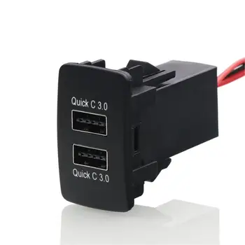 автомобильное USB быстрое зарядное устройство 3,0 двойной USB для HONDA 25,5x44 мм зеленый светодиод 5 В 3A/9 В 2A/12 В 1.5 A адаптер автомобильного зарядного устройства