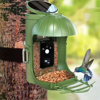 Камера для кормления птиц с разрешением 1080P HD Smart Video, принадлежности для кормления в беседке для дикой природы, наружные водонепроницаемые аксессуары для птиц с солнечной панелью