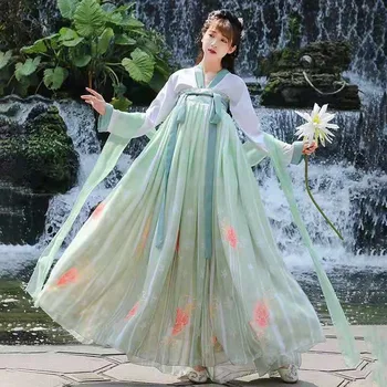Наборы Hanfu в китайском стиле Женские старинные костюмы с цветочным принтом Элегантные Костюмы Фей для косплея Восточные традиционные платья принцесс