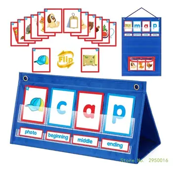 CVC Word Builder Настольная Карманная Диаграмма CVC Word Spelling Games Карточки Для Обучения Грамоте Монтессори Развивающая Игрушка для Детей