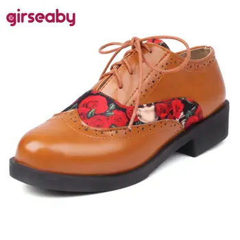 Girseaby/ Дизайнерские Женские Туфли-лодочки С круглым носком, на шнуровке, с перфорацией типа 
