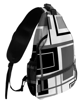 Абстрактная геометрия, квадратное искусство, черно-серые нагрудные сумки для женщин, мужские водонепроницаемые сумки-мессенджеры, спортивная сумка через плечо