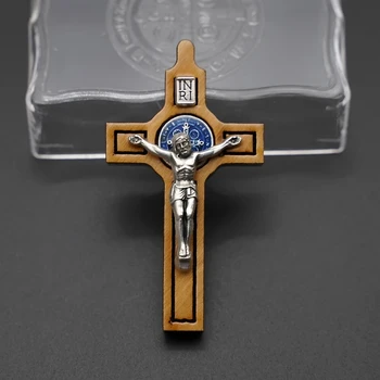 Подвеска с католическим крестом из натурального оливкового дерева, аксессуары 