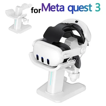 Подставка для дисплея виртуальной реальности для Meta Quest 3 Заряжаемая док-станция для хранения со светодиодной подсветкой Аксессуары для виртуальной реальности Ручка для очков Держатель для хранения Основание Подставка для дисплея виртуальной реальности для Meta Quest 3 Заряжаемая док-станция для хранения со светодиодной подсветкой Аксессуары для виртуальной реальности Ручка для очков Держатель для хранения Основание 3